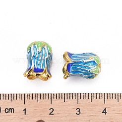 5-花びらラックメッキ真鍮エナメルビーズキャップ  カドミウムフリー＆鉛フリー  ゴールドカラー  14x10mm  穴：2mm&nbsp;KK-P024-13-RS