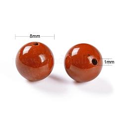 100個8mmグレードaaナチュラルレッドジャスパーラウンドビーズ  10mの弾性水晶糸付き  DIYストレッチブレスレット作成キット用  8mm  穴：1mm&nbsp;DIY-LS0002-31