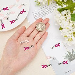 10月の乳がん啓発リボン合金エナメルペンダント  ラインストーンと合金製カニカン付き  ピンク  20pc&nbsp;ENAM-SC0001-69
