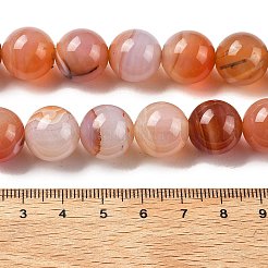 天然マルチカラー瑪瑙ビーズ連売り  染め＆加熱  ラウンド  サンゴ  14mm  穴：1.5mm  約28個/連  15.31''（38.9センチメートル）&nbsp;G-A261-B21-14mm