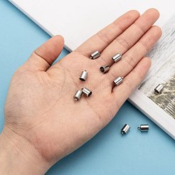 変色しにくい304ステンレススチールコードエンド  エンドキャップ  ステンレス鋼色  10x6mm  穴：2mm  内径：5mm&nbsp;STAS-M242-03