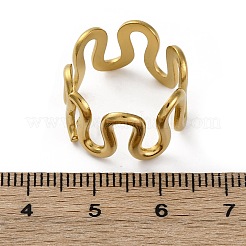 女性用ウェーブ 304 ステンレススチール 指輪  イオンプレーティング（ip）  18KGP本金メッキ  内径：17mm&nbsp;RJEW-F174-06G