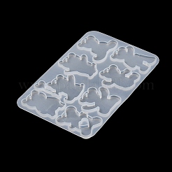 クマのDIYペンダントシルエットシリコンモールド  レジン型  UVレジン用  エポキシ樹脂工芸品作り  90x138x4mm  穴：1.8mm  内径：34~44x28~38mm&nbsp;SIL-F010-02