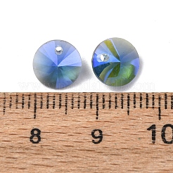カット加工ガラスラインストーンチャーム  模造オーストリアのクリスタル  コーン  サファイア  8x4mm  穴：1mm&nbsp;RGLA-F049-8mm-206PS