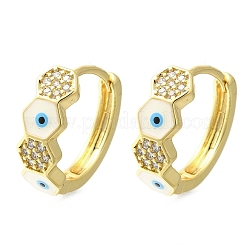 Brass Clear Cubic Zirconia Hoop Earrings&nbsp;EJEW-M047-06G