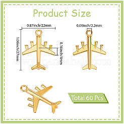 チベット風アロイペンダント60個  飛行機  ゴールドカラー  27x22x4mm  穴：2.2mm&nbsp;FIND-SC0020-93