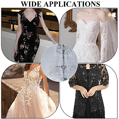 Polyester Leaf Lace Embroidery Fabrics&nbsp;DIY-WH20081-073B