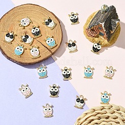 20本4色合金エナメルペンダント  フクロウチャーム  ゴールドカラー  ミックスカラー  16.5x12x2.5mm  穴：1.6mm  5個/カラー&nbsp;FIND-YW0005-33