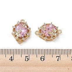 Brass Micro Pave Cubic Zirconia Connector Charms&nbsp;KK-P355-12G-03