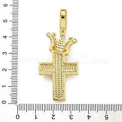 Rack Plating Brass Micro Pave Clear Cubic Zirconia Pendants&nbsp;KK-Z067-03G-03