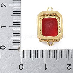 Rack Plating Brass Micro Pave Clear Cubic Zirconia Rectangle Connector Charms&nbsp;KK-A234-028