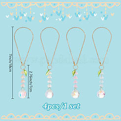 Teardrop Glass & Acrylic Flower Car Mirror Pendant Decorations&nbsp;HJEW-DR00051