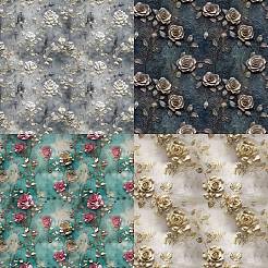 スクラップブックペーパーパッド  DIYアルバムスクラップブック用  背景紙  日記の装飾  花  152x152x0.2mm  2個/スタイル&nbsp;LS-DIY-H177-02J