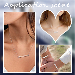 304ステンレススチールの長方形ペンダントネックレス（アズキチェーン付き）DIYキット  ステンレス鋼色  3x2x0.5mm&nbsp;DIY-SC0024-16
