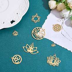 12Pcs 12 Style 201 Stainless Steel Pendants&nbsp;STAS-SZ0002-48G