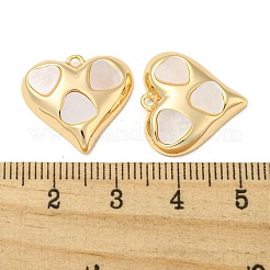 シェル付き真鍮ペンダント  カドミウムフリー＆ニッケルフリー＆鉛フリー  ハート  18KGP本金メッキ  18x19x4mm  穴：1.4mm&nbsp;KK-H460-13G