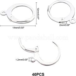304ステンレススチールフレンチフックピアス金具  カン付き  銀  14x12x2mm  穴：1.2mm  ピン：0.8x1mm  40個/箱&nbsp;STAS-UN0009-77