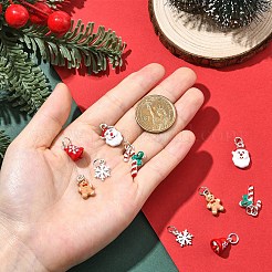 5個 5スタイル クリスマステーマ 合金エナメルペンダント  丸カン付き  混合図形  14.5~18x10~14.5x2~10mm  穴：5mm  1個/スタイル&nbsp;XMAS-YW0001-01C