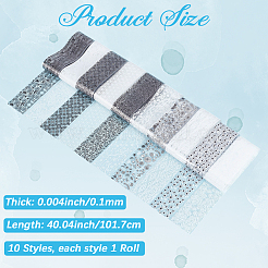 ペットレースフラワーネイルホイルフローラル転写紙10ロール  ネイルアートデカールステッカー  ミックスカラー  1017x40x0.1mm&nbsp;STIC-SP0001-19