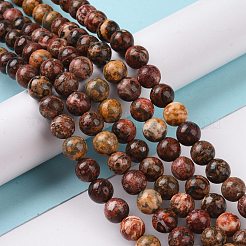 天然レッドヒョウスキンジャスパービーズ連売り  ラウンド  8mm  穴：1mm  約45~48個/連  15インチ&nbsp;GSR066