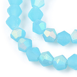 Imitation Jade Bicone Frosted Glass Bead Strands&nbsp;GLAA-F029-JM4mm-A03