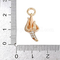真鍮製ラインストーンペンダント  食べ物のテーマ  ゴールドカラー  丸カン付き  バナナ  20x9.5x7.5mm  穴：4mm&nbsp;LS-KK-B145-02G-05