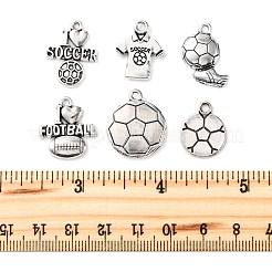 合金のチベット風チャーム  サッカー/サッカーボール  アンティークシルバー  18~22x14.5~18.5x1~3.5mm  穴：1.8~2mm  80個/セット&nbsp;TIBEP-FS0001-33