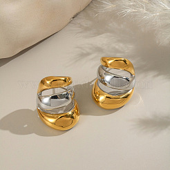 304 Stainless Steel Two Tone Triple Stud Earrings&nbsp;UN2842