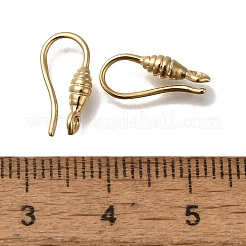 真鍮のピアスフック  カドミウムフリー＆鉛フリー  24KGP本金メッキ  13.5x7x3mm  穴：1mm  ピン：0.8mm&nbsp;KK-H502-16G