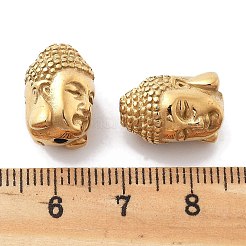 PVD真空メッキ304ステンレススチールビーズ  仏頭  18KGP本金メッキ  15.5x11x11.5mm  穴：2mm&nbsp;STAS-R130-04G