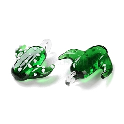 手作りランプワークペンダント  濃い緑  35.5x30x9.5mm  穴：3.5mm&nbsp;LS-LAMP-S068-01D
