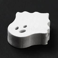 ハロウィーン スプレー塗装ウッド ビーズ  ゴースト  ホワイト  24.5x21x8mm  穴：3x2.5mm&nbsp;WOOD-C002-01