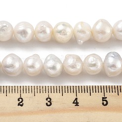 天然養殖淡水パールビーズ連売り  ポテト  湯通しアーモンド  8~9mm  穴：0.6mm  約22~23個/連  6.50インチ（16.5cm）&nbsp;PEAR-C003-15A