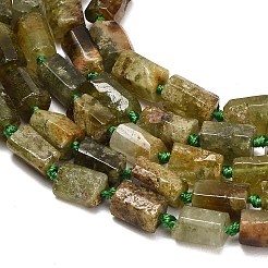 天然のグリーンガーネットビーズ連売り  コラム  多面カット  7.5~11x6~7x7~8mm  穴：1mm  約31~33個/連  16.54~17.28インチ（42~43.9cm）&nbsp;GG-CBAA9B4-I01