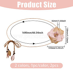 2Pcs 2 Colors Cloth Flower Wrap Waxed Cord Dress Belts for Ladies Decoration&nbsp;AJEW-CA0005-08