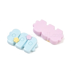 オペーク樹脂カボション  花のフェンス  ミックスカラー  15.5x19.5x5.5mm&nbsp;RE-CBA9CE8-01