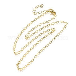 Brass Textured Cable Chain Necklaces&nbsp;NJEW-M108-34G