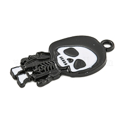 ハロウィンアロイエナメルペンダント  ブラック  スケルトンチャーム  ブラック  33x15x2mm  穴：2mm&nbsp;ENAM-M220-02H-B