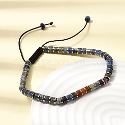 Natural Lapis Lazuli & Non-magnetic Hematite Beaded Adjustable Bracelets for Unisex&nbsp;BJEW-K251-09T