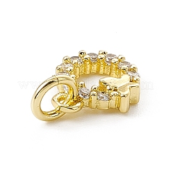 Brass Micro Pave Clear Cubic Zirconia Charms&nbsp;ZIRC-F132-55G