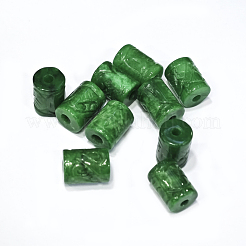 天然石ミャンマー産翡翠/ビルマ翡翠ビーズ  染め  刻まれた列  14~15x10~10.5mm  穴：3.5~5mm&nbsp;G-G799-01