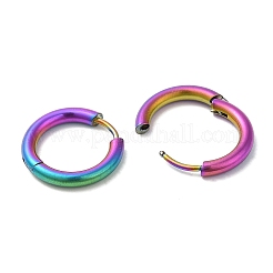 イオンプレーティング(ip)チタン合金ハギーフープピアス女性用  虹色  10ゲージ  17x2.5mm&nbsp;EJEW-A100-01E-RC