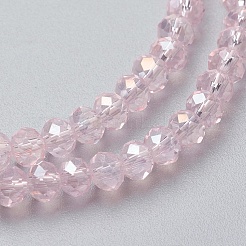 電気メッキガラスビーズセット  フル虹メッキ  多面カット  ロンデル  ピンク  4~4.5x3mm  穴：0.8~1mm  約105~110個/連  38~39cm&nbsp;EGLA-F124-FR-B05