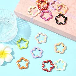 スプレー塗装された合金スプリングゲートリング14個。  花  ミックスカラー  27x27x4.5~5mm&nbsp;FIND-FS0004-57