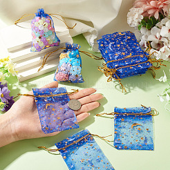 30Pcs Gold Stamping Moon Star Organza Drawstring Gift Bags&nbsp;ABAG-TA0002-21D