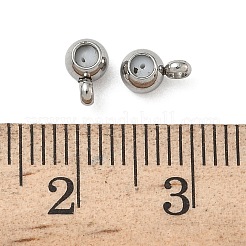 304ステンレス鋼チューブベイル  ゴム栓付き  ラウンド  ニッケルフリー  ステンレス鋼色  6x4x3mm  穴：1.4mmと0.5mm  内径：2mm&nbsp;STAS-C148-06A-01P
