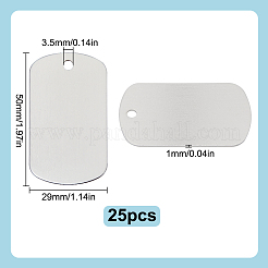 アルミペンダント25個  空白のタグ  長方形  銀  50x29x1mm  穴：3.5mm&nbsp;FIND-SP0002-46C
