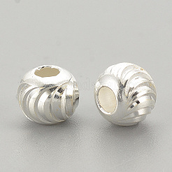 925スターリングシルバービーズ  ファンシーカットラウンド  銀  6x5mm  穴：2mm&nbsp;STER-S002-16-6mm