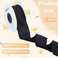 リネンリボン  フリルトリミング  ブラック  1-5/8インチ（39~40mm）  約9.84ヤード（9m）/ロール&nbsp;OCOR-WH20001-11B