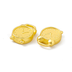 ラックメッキ合金チャーム  カドミウムフリー＆鉛フリー＆ニッケルフリー  目覚まし時計  マットゴールドカラー  13x9.5x3mm  穴：2x4mm&nbsp;FIND-G045-56MG